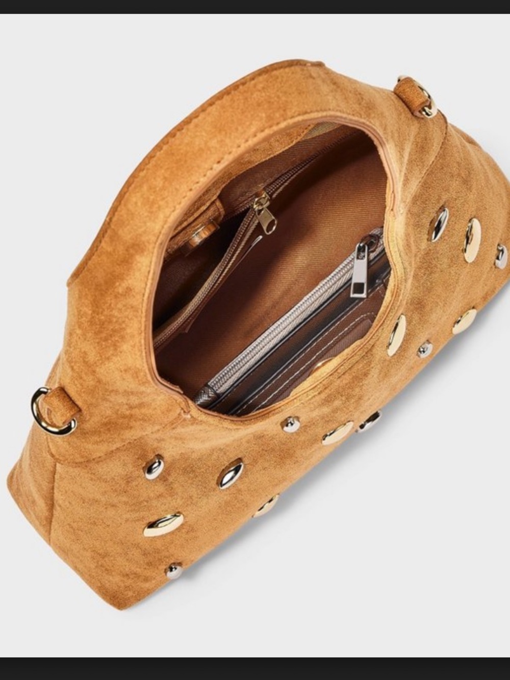 Universal Thread Tan Suede Circle-Handle Shoulder Bag with Chain Strap - Picture 4 of 7